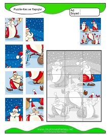 Puzzle Kes Yapıştır Çalışma Sayfaları